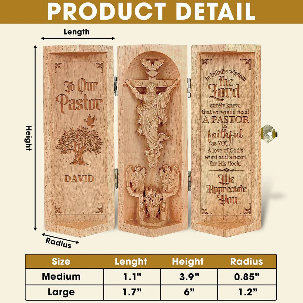 Man Of God, Personalized Openable Wooden Cylinder Sculpture of Jesus Christ, Christian Gifts