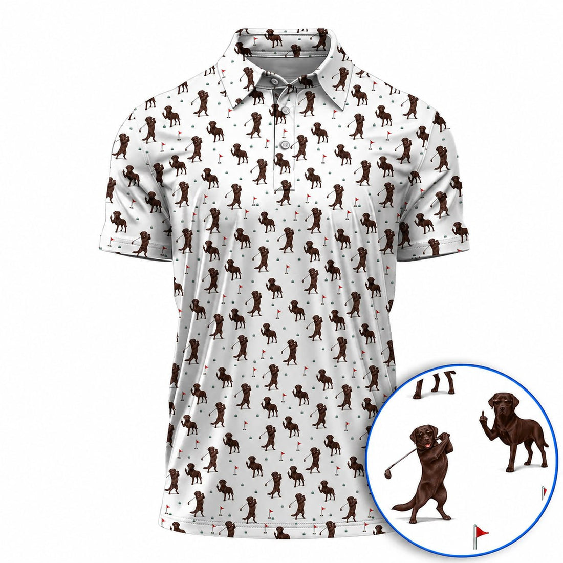 Chocolate Labrador Middle Finger Golf Shirt, Funny Lab Pattern Golf Shirt, Dog Lover Golf Gift