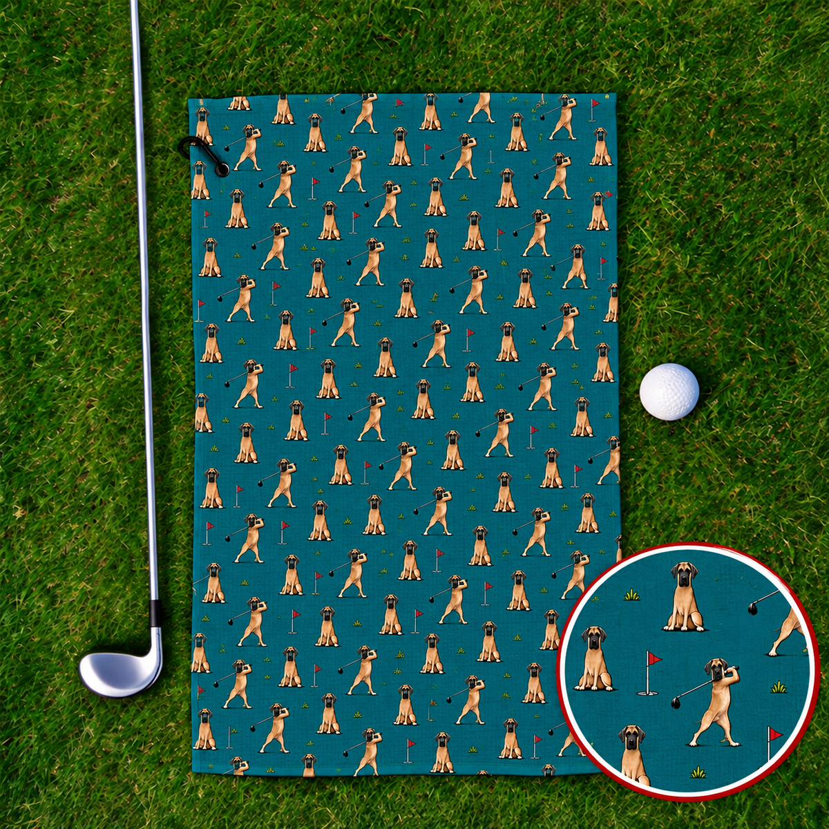 Great Dane Golf Swing Towels, Great Dane Pattern Golf Towel For Dog Lovers, Crazy Golf Gift For Golfers