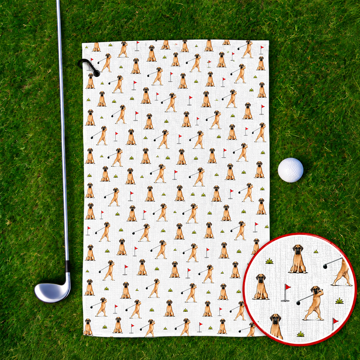 Great Dane Golf Swing Towels, Great Dane Pattern Golf Towel For Dog Lovers, Crazy Golf Gift For Golfers